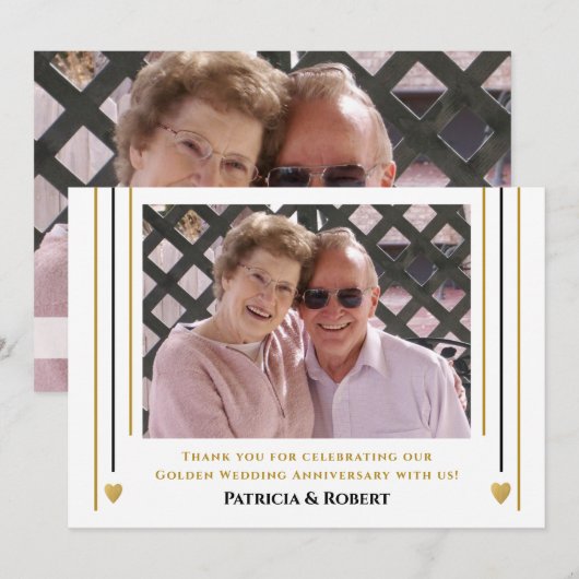 50e Golden Wedding Jubileum Foto Bedankkaart (Voorkant / Achterkant)