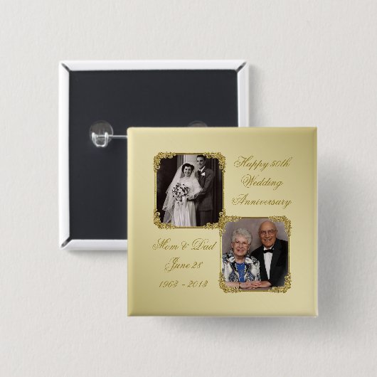 50e Golden Wedding Jubileum Foto Button (Voorkant /achterkant)