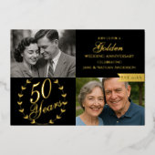 50e Golden Wedding Jubileum Foto Folie Uitnodiging (Voorkant)