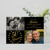 50e Golden Wedding Jubileum Foto Folie Uitnodiging (Staand Voorkant)