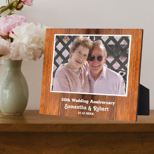 50e Golden Wedding Jubileum Foto Hout Fotoplaat