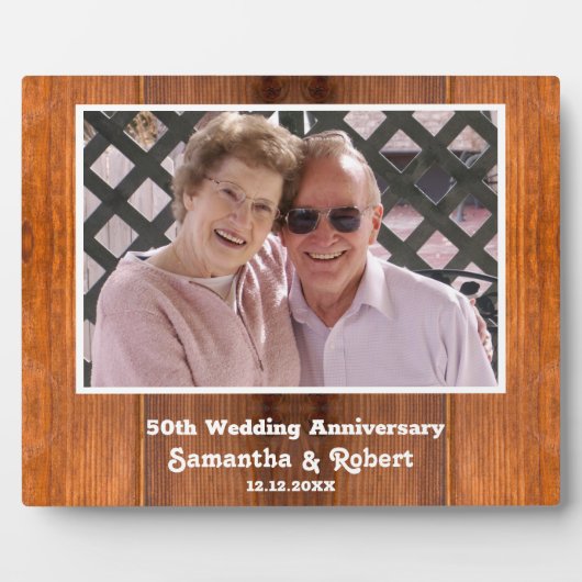 50e Golden Wedding Jubileum Foto Hout Fotoplaat (Voorkant)