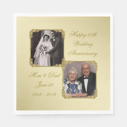 50e Golden Wedding Jubileum Foto Napkins Servet (Voorkant)