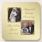 50e Golden Wedding Jubileum Foto Onderzetter (Voorkant)