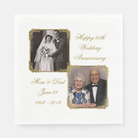 50e Golden Wedding Jubileum Foto Servet (Voorkant)