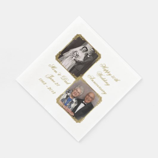 50e Golden Wedding Jubileum Foto Servet (Hoek)