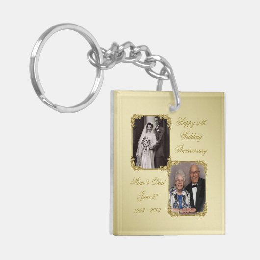 50e Golden Wedding Jubileum Foto Sleutelhanger (Voorkant Links)