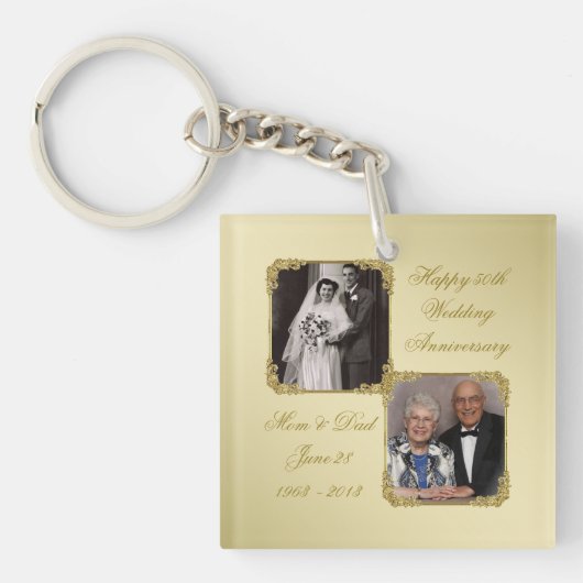 50e Golden Wedding Jubileum Foto Sleutelhanger (Voorkant)