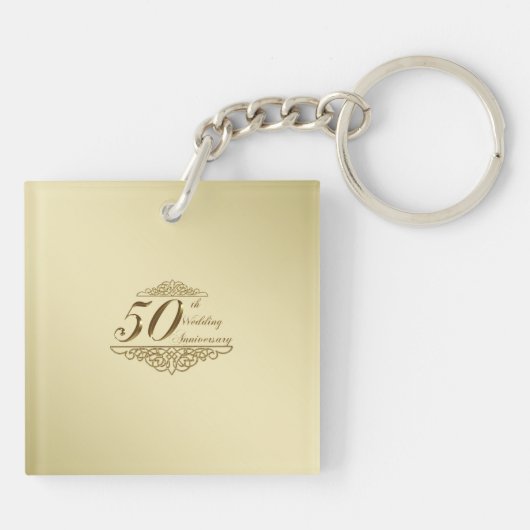 50e Golden Wedding Jubileum Foto Sleutelhanger (Achterkant)
