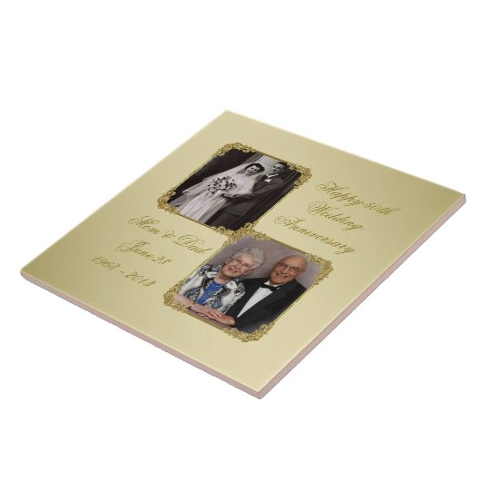 50e Golden Wedding Jubileum Foto Tegel Tegeltje (Zijkant)
