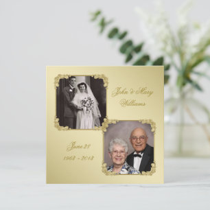 50e Golden Wedding Jubileum Foto Uitnodigen Kaart