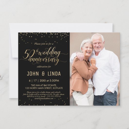 50e Golden Wedding Jubileum Foto: Uitnodiging (Voorkant)