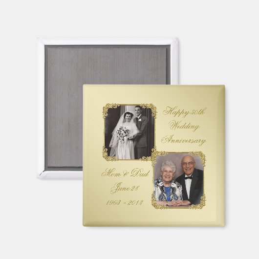 50e Golden Wedding Jubileum Fotomagneet Magneet (Voorkant / Achterkant)