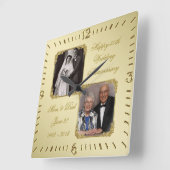 50e Golden Wedding Jubileum Fotowandklok Vierkante Klok (Hoek)