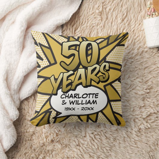 50e Golden Wedding Jubileum Fun Comic Book Kussen (Deken)