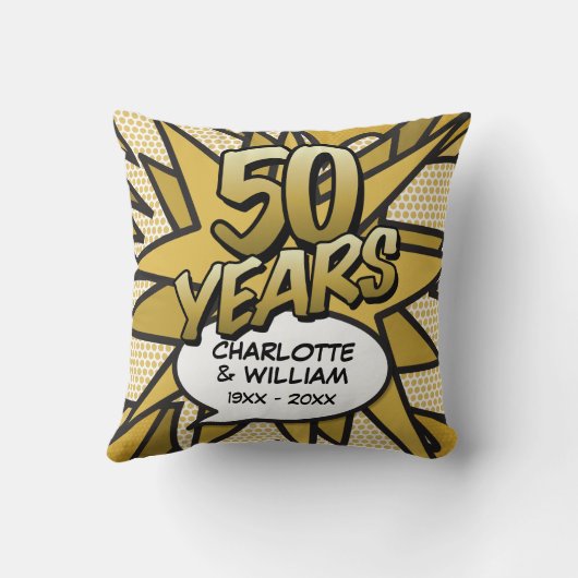 50e Golden Wedding Jubileum Fun Comic Book Kussen (Achterkant)