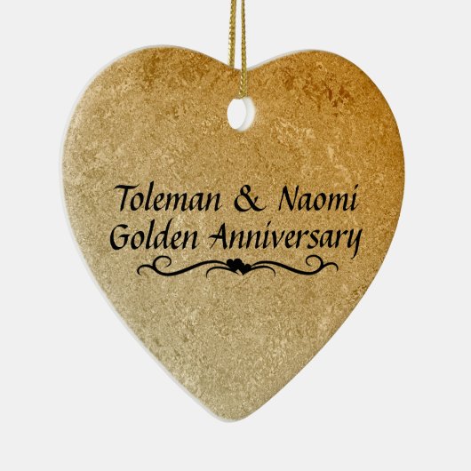 50e Golden Wedding Jubileum | Gepersonaliseerd Keramisch Ornament (Rechts)