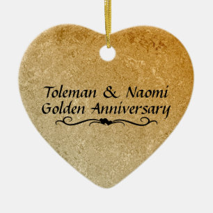50e Golden Wedding Jubileum Gepersonaliseerd Keramisch Ornament