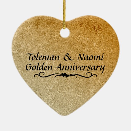 50e Golden Wedding Jubileum | Gepersonaliseerd Keramisch Ornament (Achterkant)