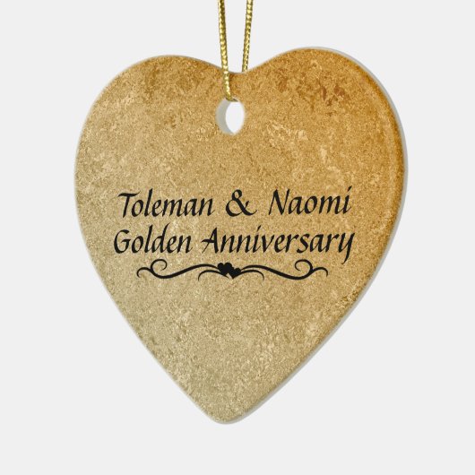 50e Golden Wedding Jubileum | Gepersonaliseerd Keramisch Ornament (Links)