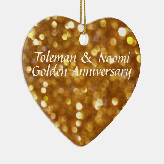 50e Golden Wedding Jubileum | Gepersonaliseerd Keramisch Ornament (Rechts)