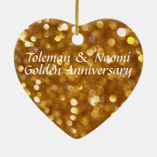 50e Golden Wedding Jubileum | Gepersonaliseerd Keramisch Ornament (Achterkant)