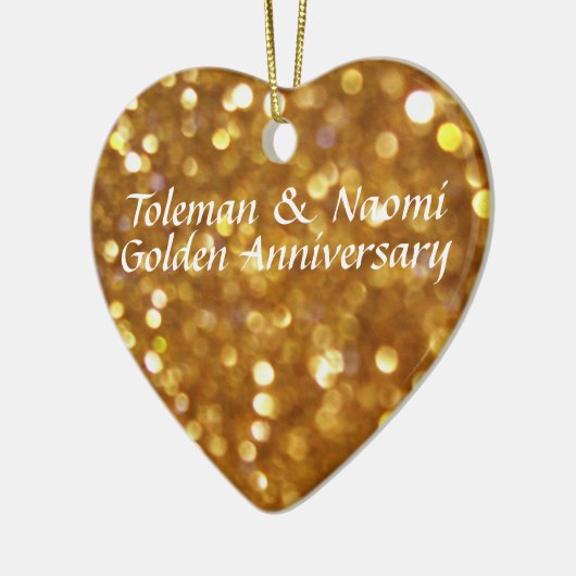 50e Golden Wedding Jubileum | Gepersonaliseerd Keramisch Ornament (Links)