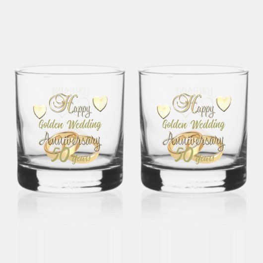 50e Golden Wedding Jubileum Gift Whisky Glas (Voorkant)