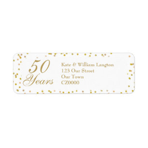 50e Golden Wedding Jubileum Gold Confetti Etiket