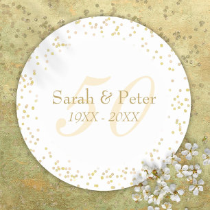 50e Golden Wedding Jubileum Gold Confetti Ronde Sticker