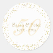 50e Golden Wedding Jubileum Gold Confetti Ronde Sticker (Voorkant)