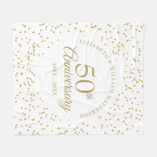 50e Golden Wedding Jubileum Gold Dust Confetti Fleece Deken (Voorkant (Horizontaal))