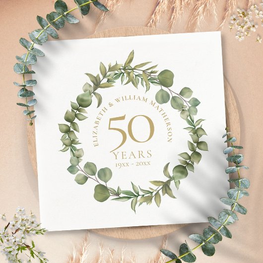 50e Golden Wedding Jubileum Greenery Garland Servet