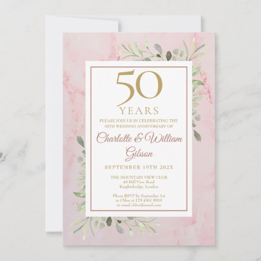 50e Golden Wedding Jubileum Greenery Kaart (Voorkant)