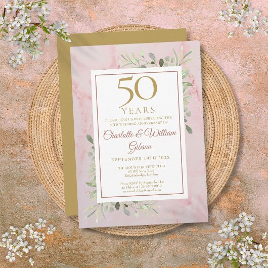 50e Golden Wedding Jubileum Greenery Kaart