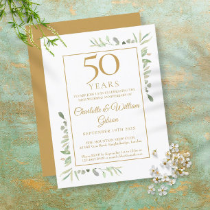 50e Golden Wedding Jubileum Greenery Uitnodiging Briefkaart