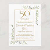 50e Golden Wedding Jubileum Greenery Uitnodiging Briefkaart (Voorkant)