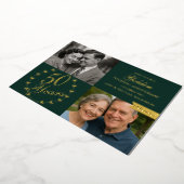 50e Golden Wedding Jubileum Groene Foto Folie Uitnodiging (Gedraaid)