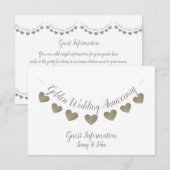 50e Golden Wedding Jubileum hart bunting Informatiekaartje (Voorkant / Achterkant)