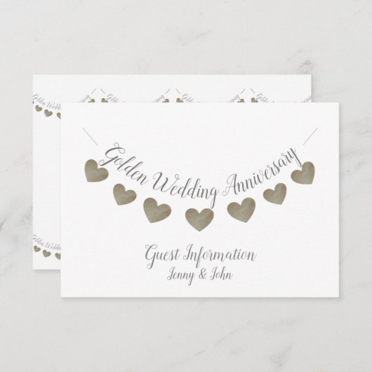 50e Golden Wedding Jubileum hart bunting Informatiekaartje (Voorkant / Achterkant)