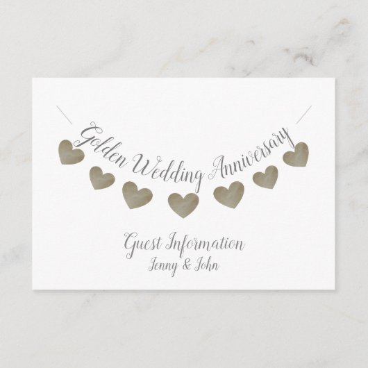 50e Golden Wedding Jubileum hart bunting Informatiekaartje (Voorkant)