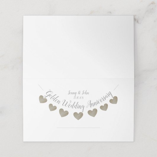 50e Golden Wedding Jubileum hart bunting Plaatskaartje (Buitenkant ongevouwen)