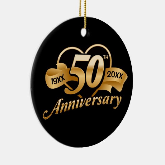 50e Golden Wedding Jubileum Heart Keramisch Ornament (Rechts)