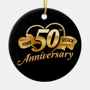 50e Golden Wedding Jubileum Heart Keramisch Ornament