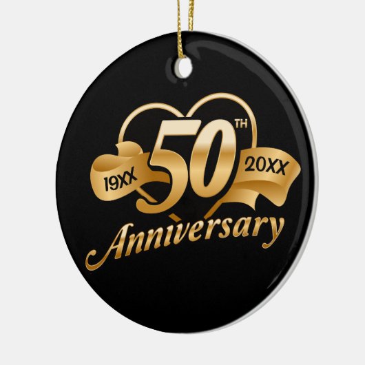 50e Golden Wedding Jubileum Heart Keramisch Ornament (Links)