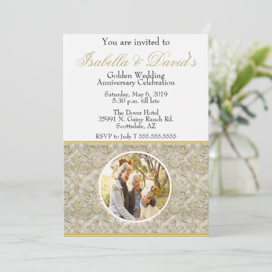 50e Golden Wedding Jubileum Invite Kaart (Staand voorkant)