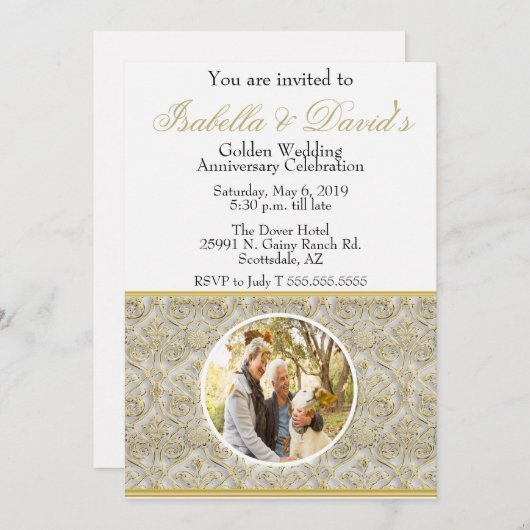 50e Golden Wedding Jubileum Invite Kaart (Voorkant / Achterkant)