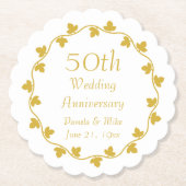 50e Golden Wedding Jubileum Ivy Wreath Kartonnen Onderzetters (Voorkant)