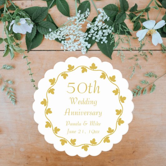 50e Golden Wedding Jubileum Ivy Wreath Kartonnen Onderzetters
