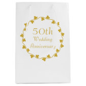 50e Golden Wedding Jubileum Ivy Wreath Medium Cadeauzakje (Voorkant)